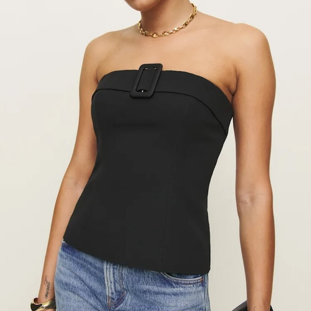 Reformation Aradia Top Black - Size 2